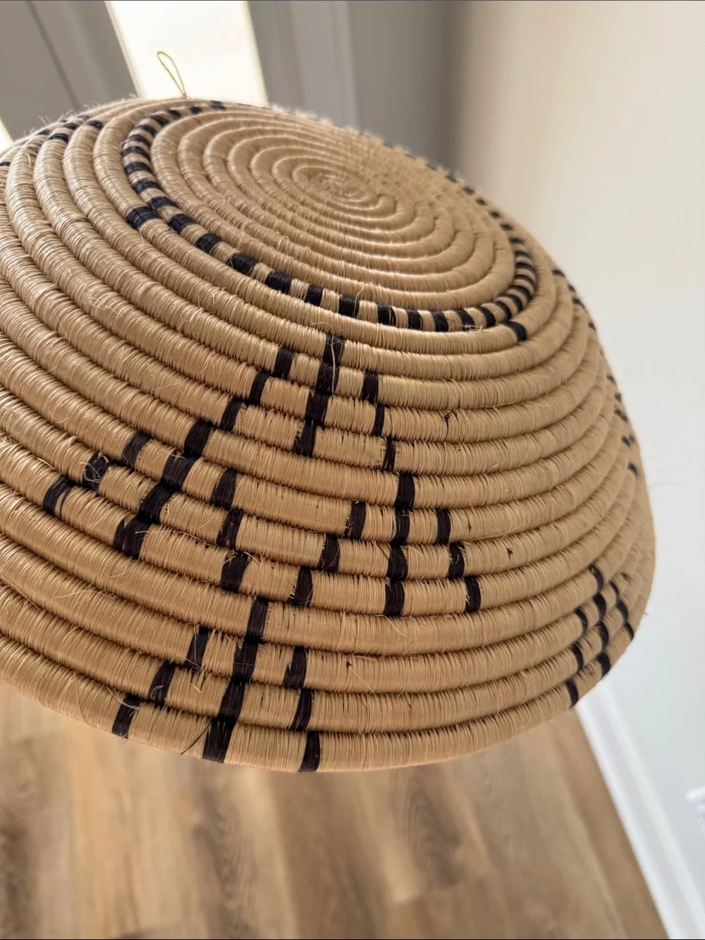 Fair Trade Handwoven Natural and Black Wall Basket - Bohemian Decorative Accent